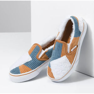 NWT Vans Unisex Youth Classic Slip On Shoe Patchwork Cozy Cord Multi Size 12.5UY